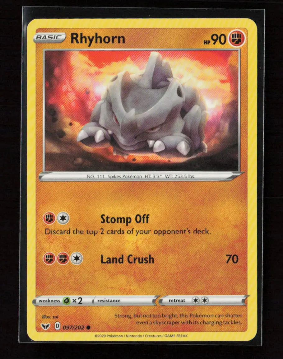 Rhyhorn (097) Common Swsh01: Sword & Shield Base Set 097/202 Lp 1