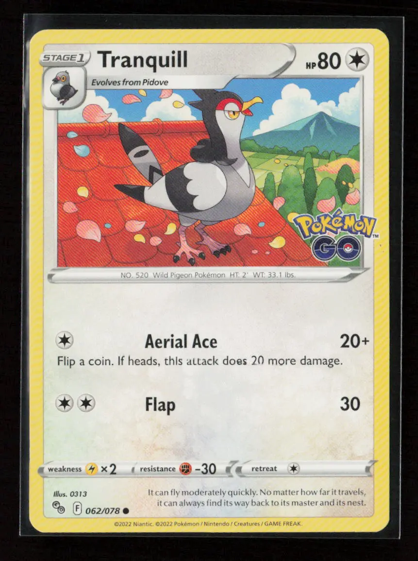 Tranquill Common Pokemon Go 062/078 Lp 1