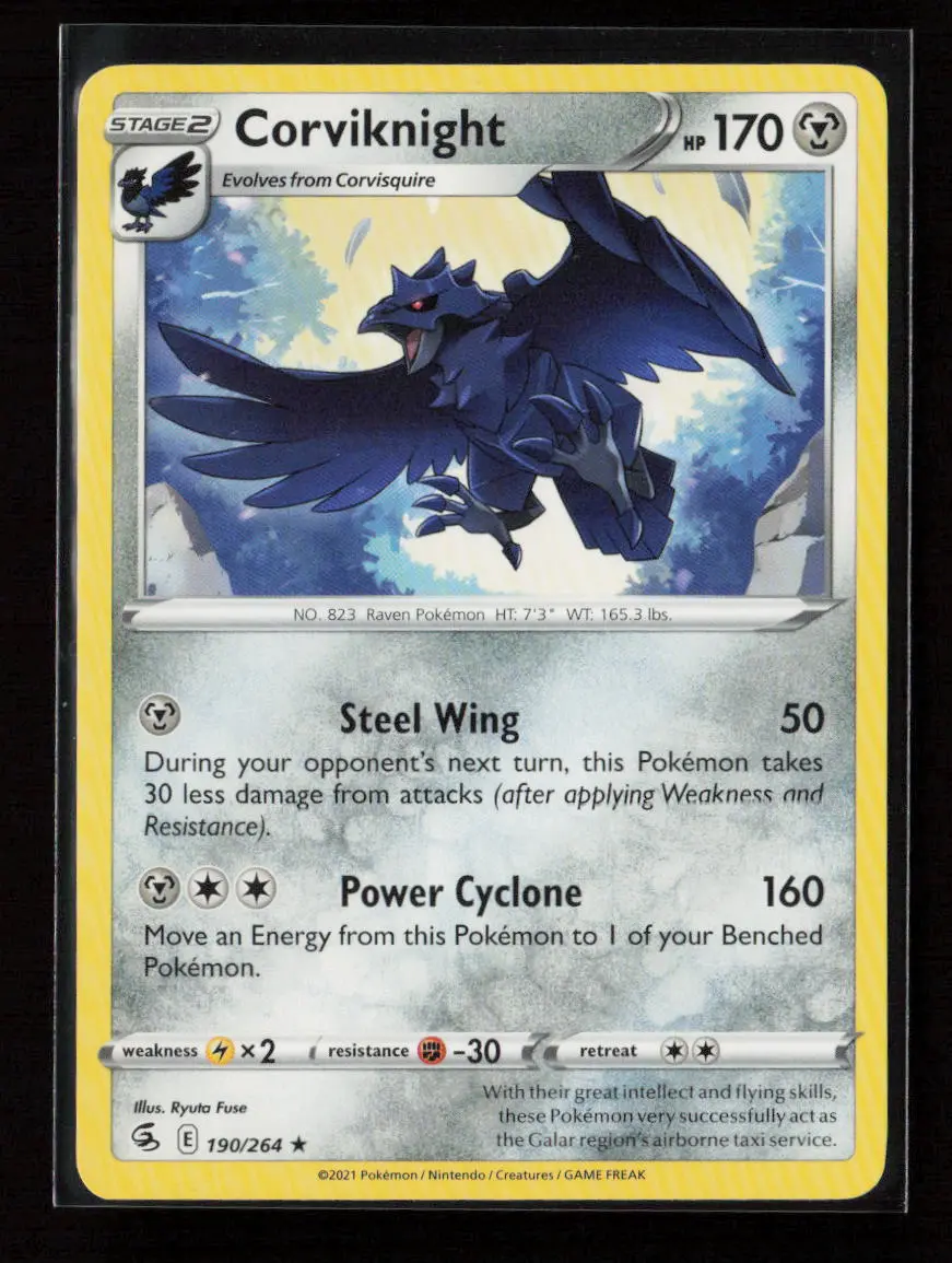 Corviknight Rare Swsh08: Fusion Strike 190/264 Lp 1