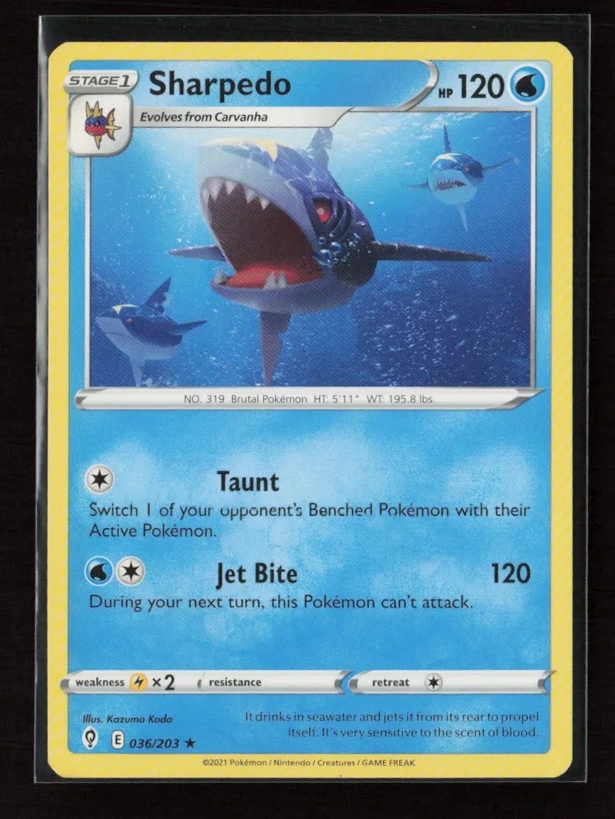 Sharpedo Rare Swsh07: Evolving Skies 036/203 Lp 1