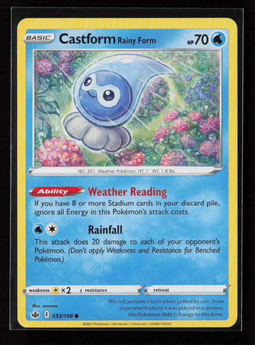 Castform Rainy Form Common Swsh06: Chilling Reign 033/198 Lp 1