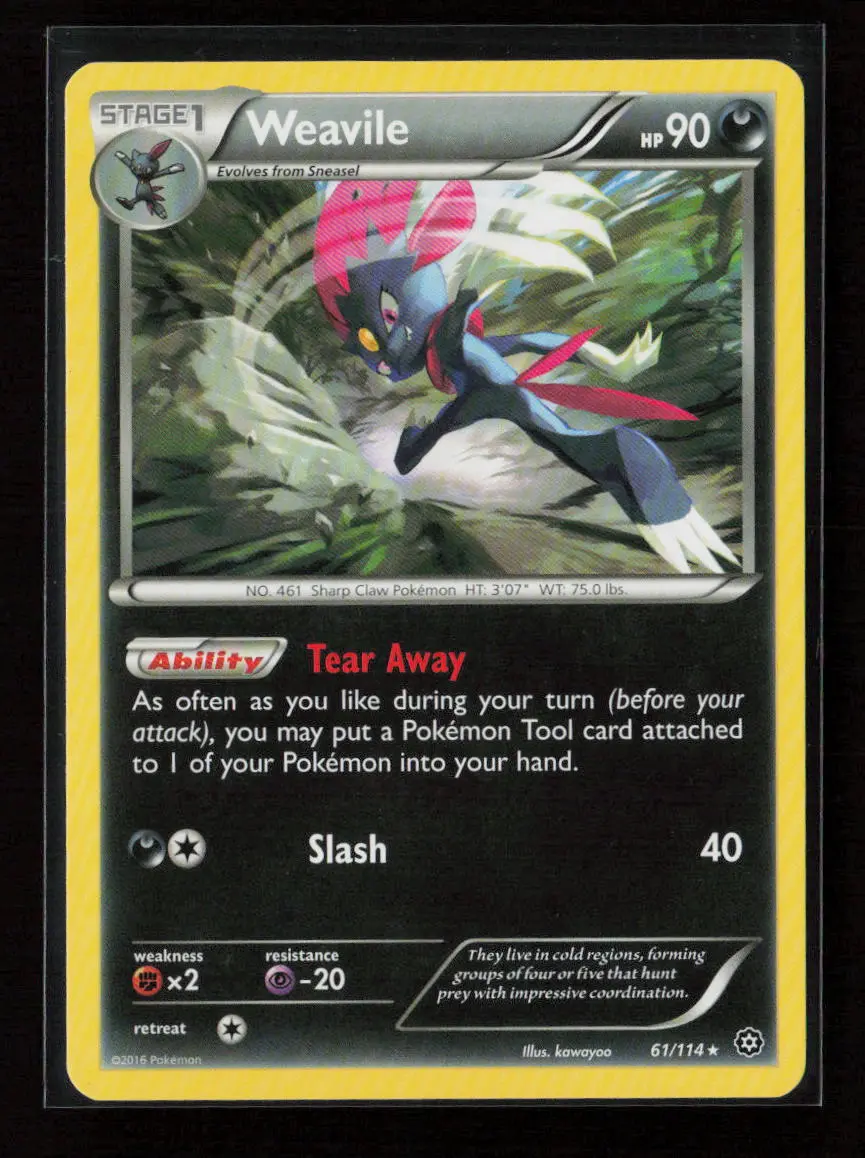 Weavile Rare Xy - Steam Siege 61/114 Lp 1