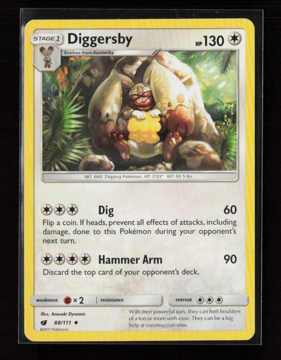 Diggersby (18) Uncommon Sm Trainer Kit: Alolan Sandslash & Alolan Ninetales 88/111 Lp 1