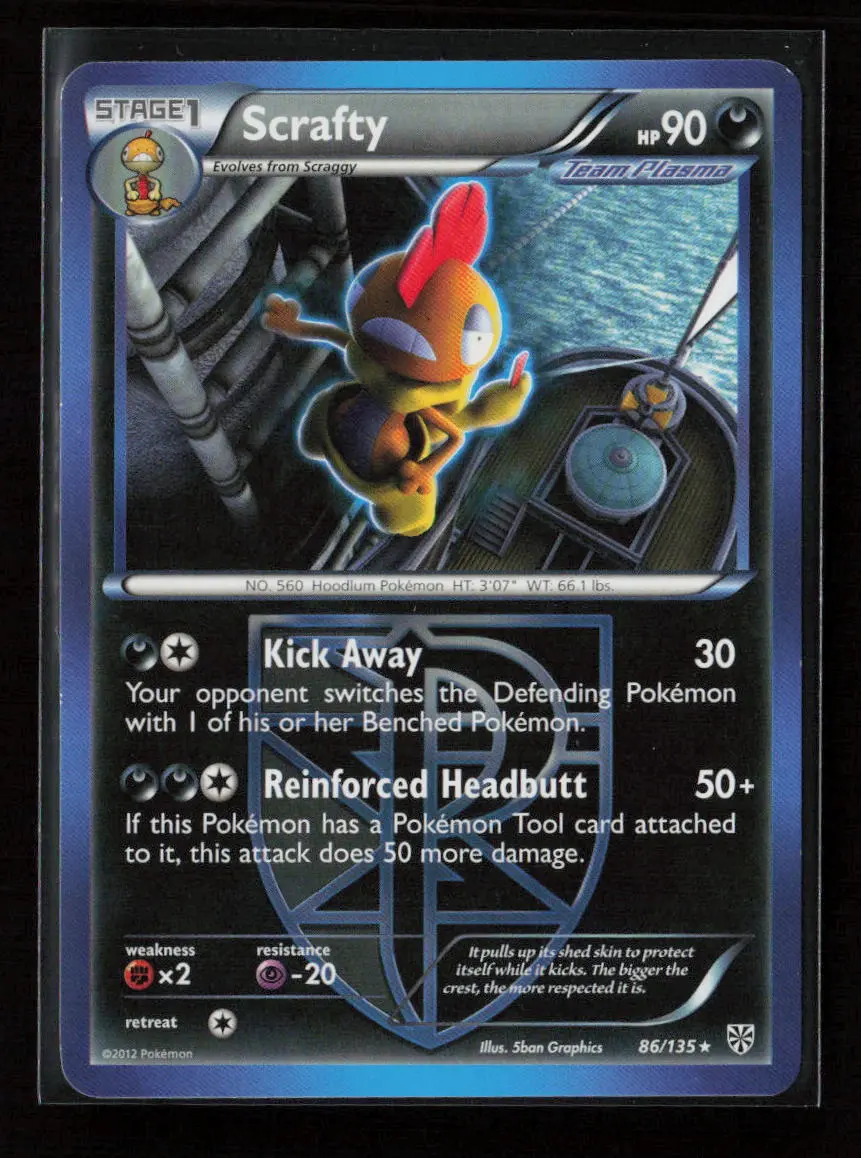 Scrafty (Team Plasma) Rare Plasma Storm 86/135 Lp 1