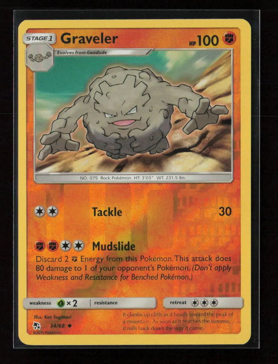 Graveler Uncommon Hidden Fates 34/68 Nm 1