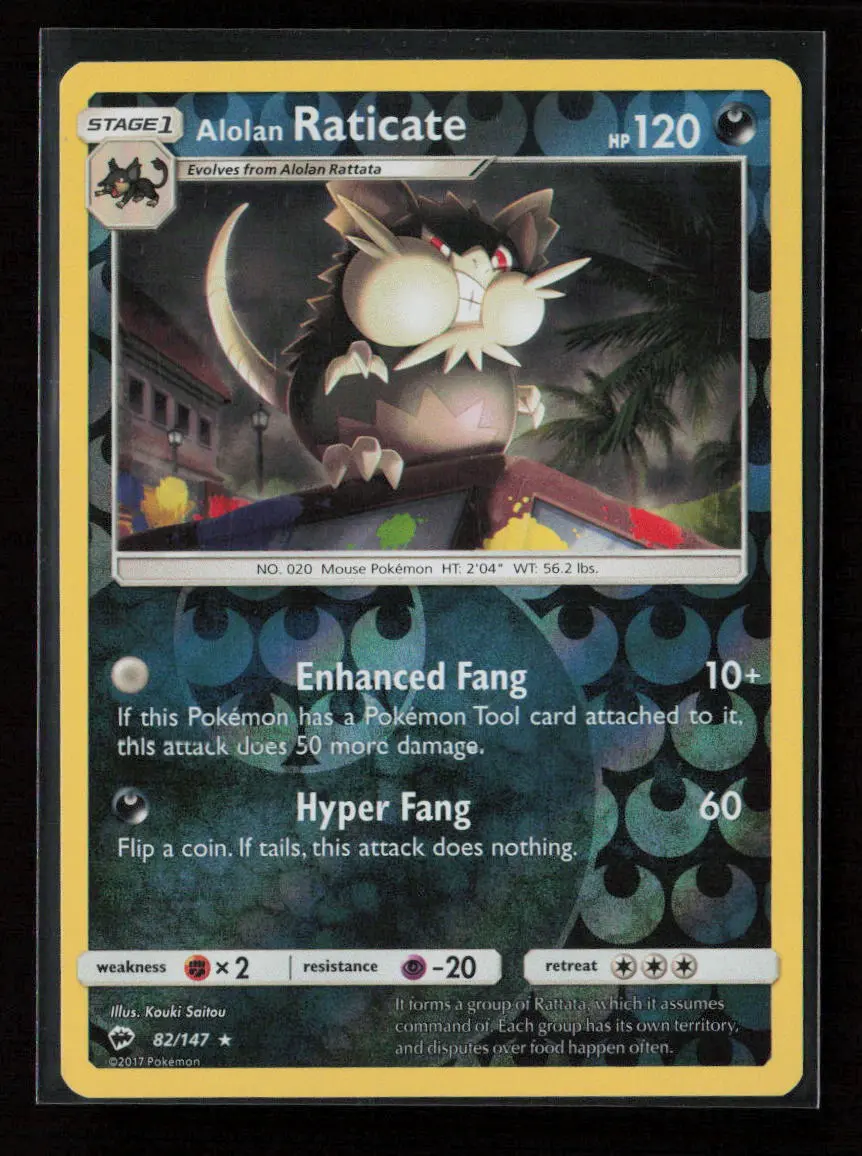 Alolan Raticate Rare Sm - Burning Shadows 82/147 Nm 1