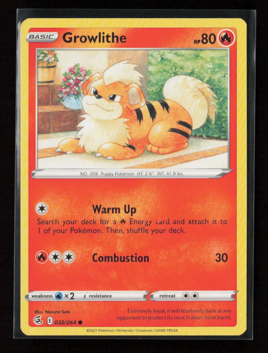 Growlithe Common Swsh08: Fusion Strike 032/264 Lp 1