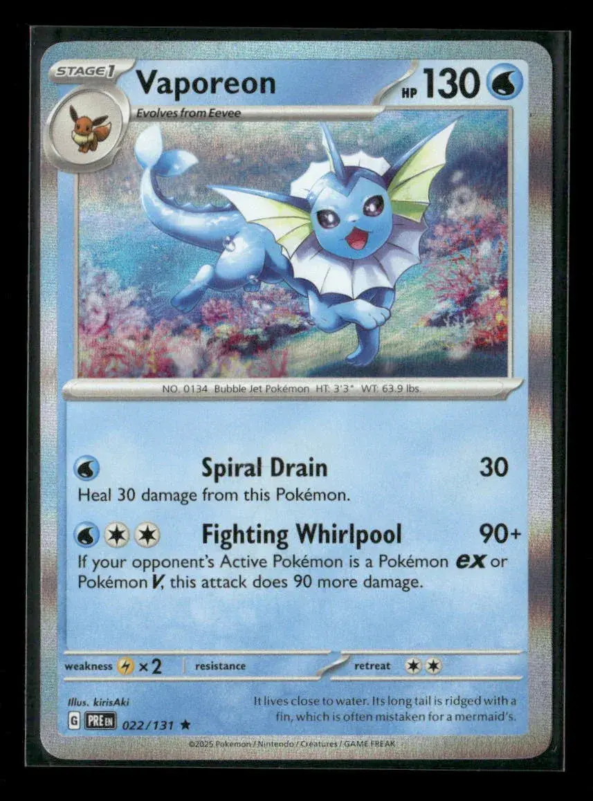 Vaporeon Rare Sv: Prismatic Evolutions 022/131 Nm 1