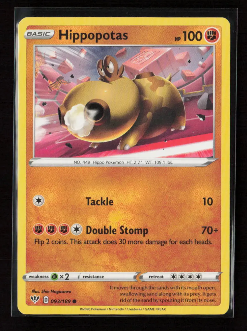 Hippopotas Common Swsh03: Darkness Ablaze 093/189 Lp 1