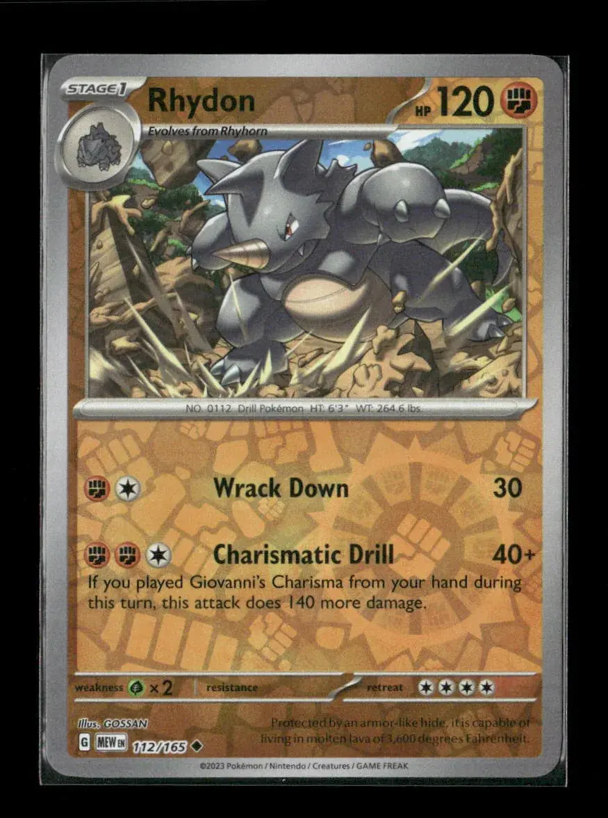 Rhydon Uncommon Sv: Scarlet & Violet 151 112/165 Lp 1