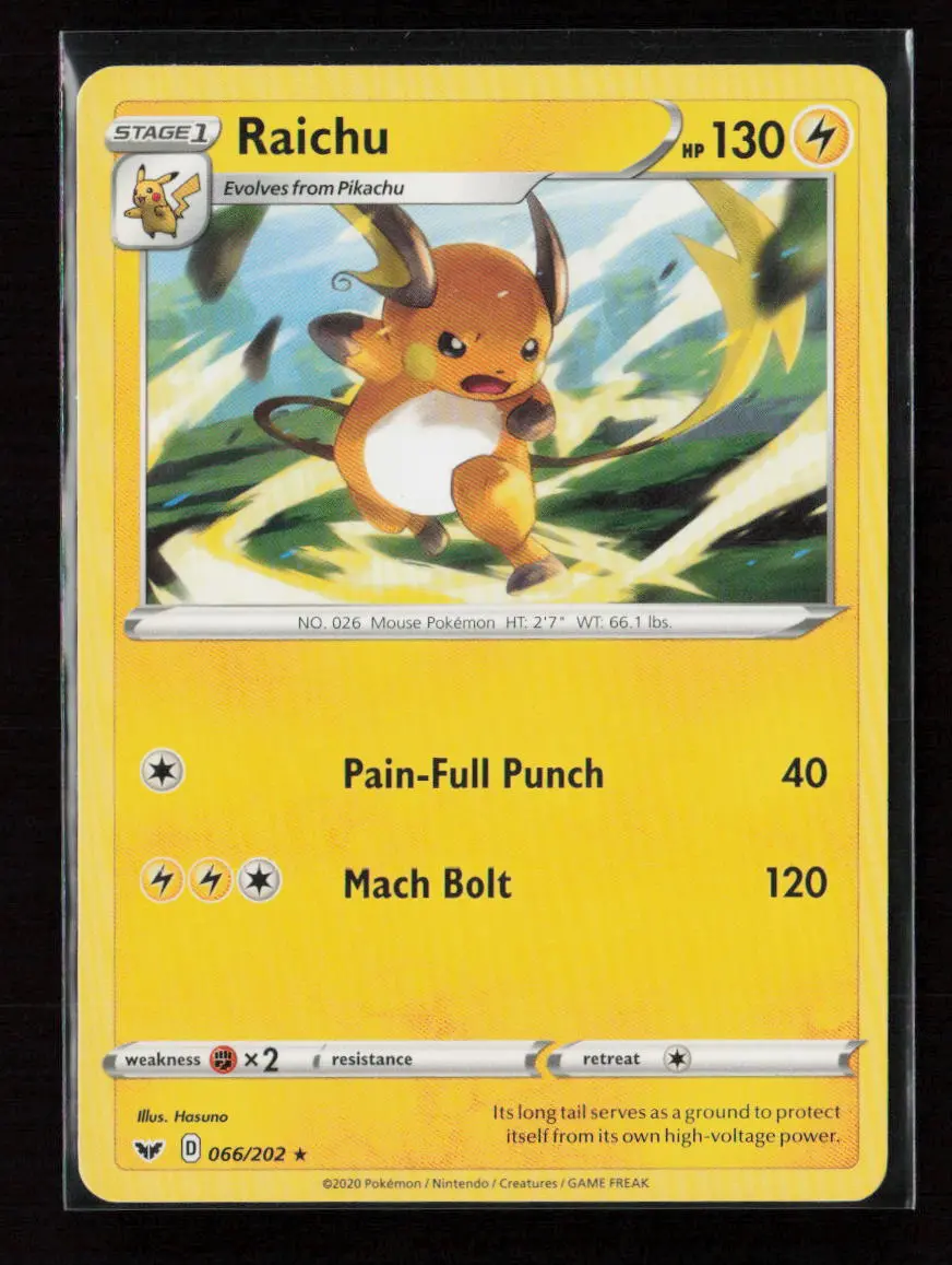 Raichu Rare Swsh01: Sword & Shield Base Set 066/202 Lp 1