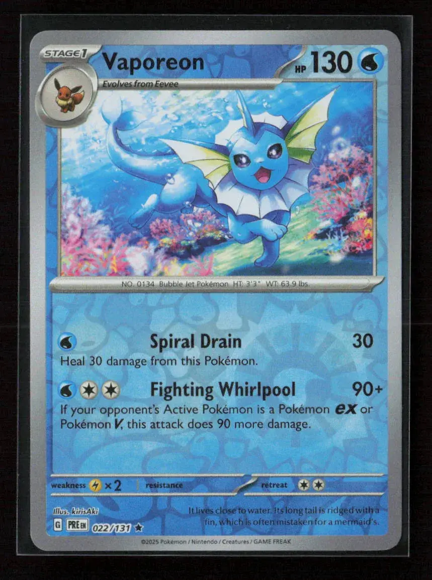 Vaporeon Rare Sv: Prismatic Evolutions 022/131 Nm 1