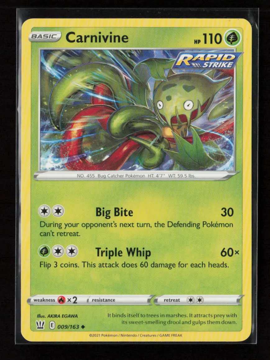 Carnivine Uncommon Swsh05: Battle Styles 009/163 Lp 1