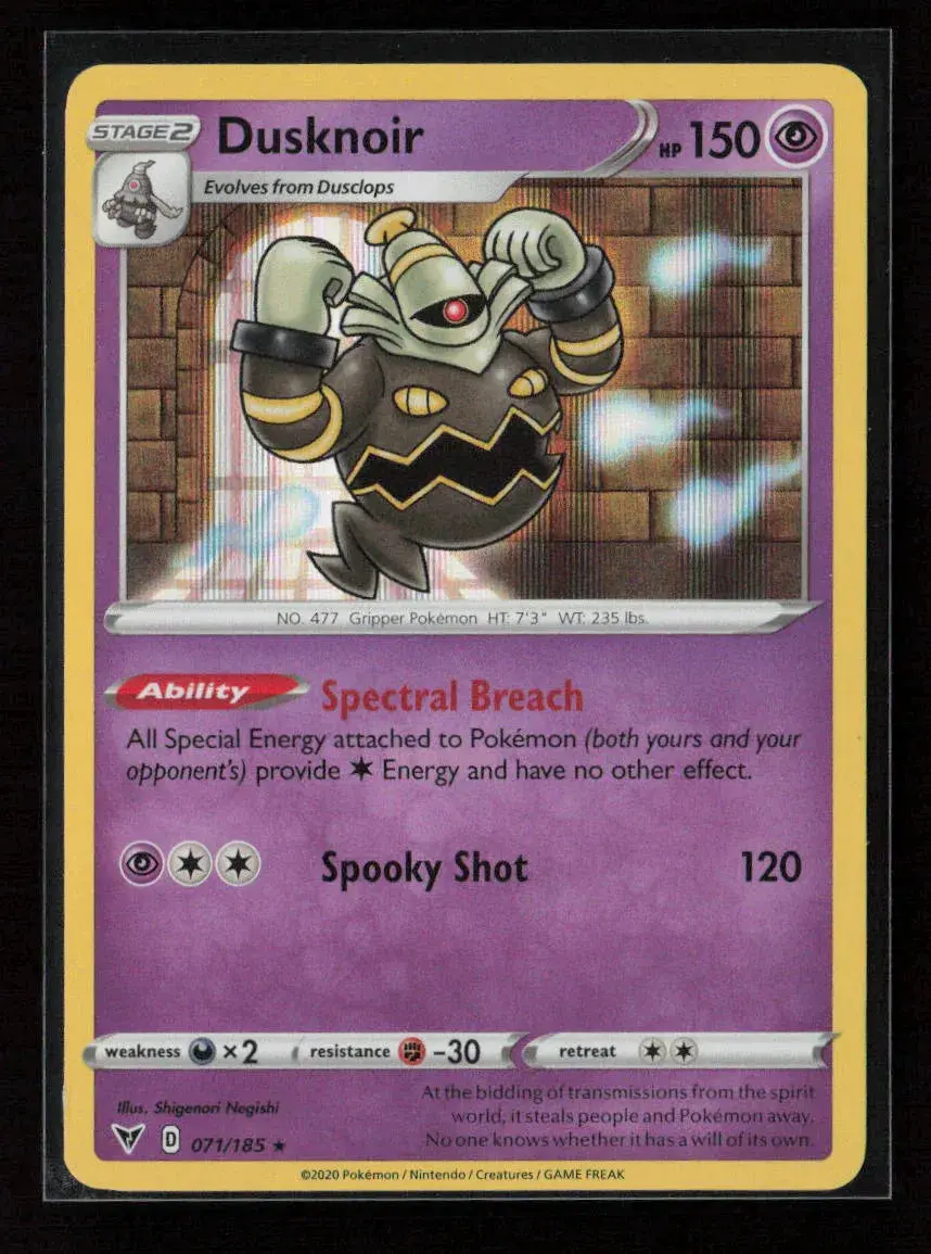 Dusknoir Holo Rare Swsh04: Vivid Voltage 071/185 Nm 1