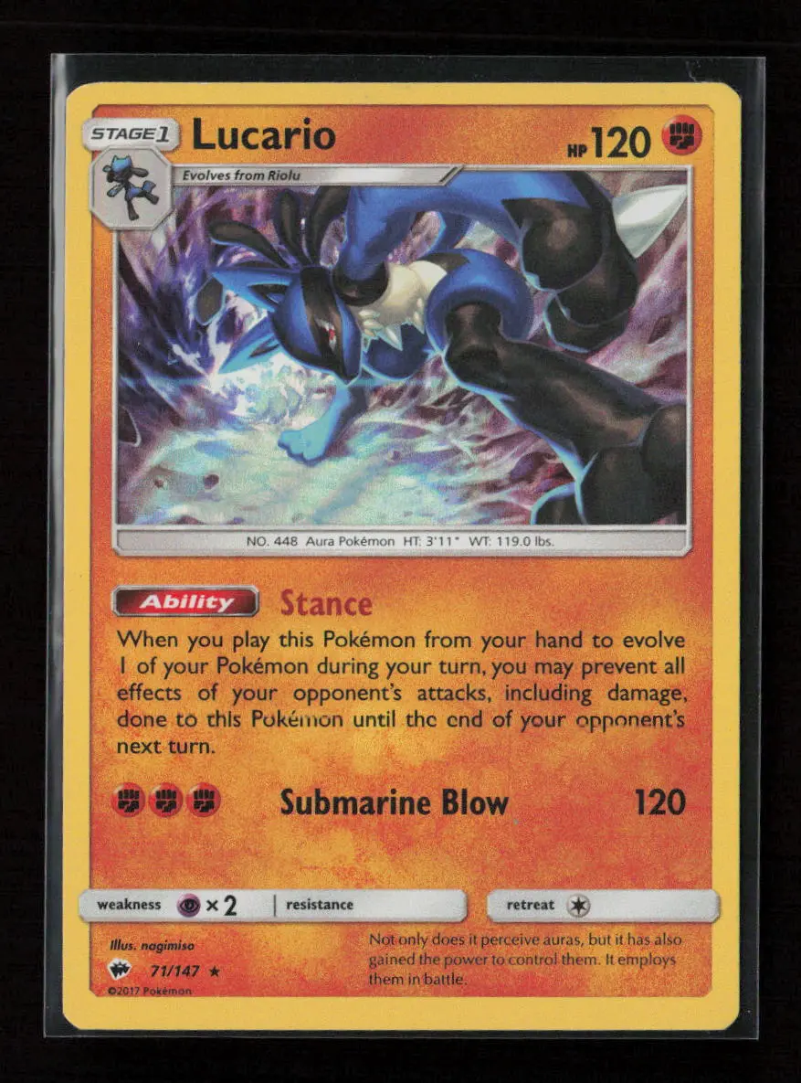 Lucario Holo Rare Sm - Burning Shadows 71/147 Nm 1