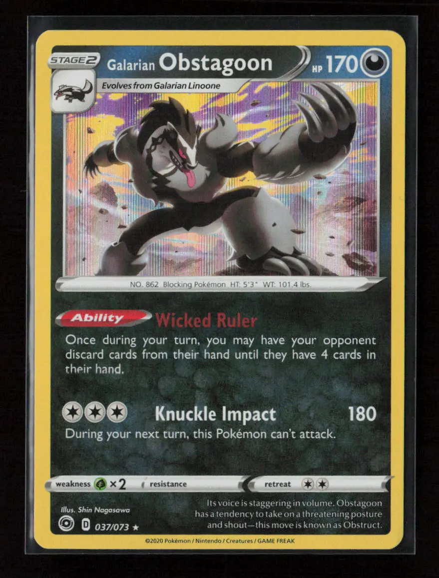Galarian Obstagoon Holo Rare Champion's Path 37/73 Nm 1