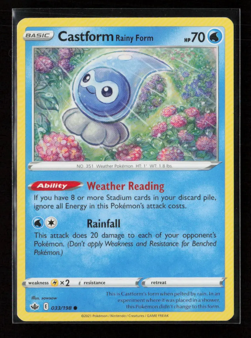 Castform Rainy Form Common Swsh06: Chilling Reign 033/198 Lp 1