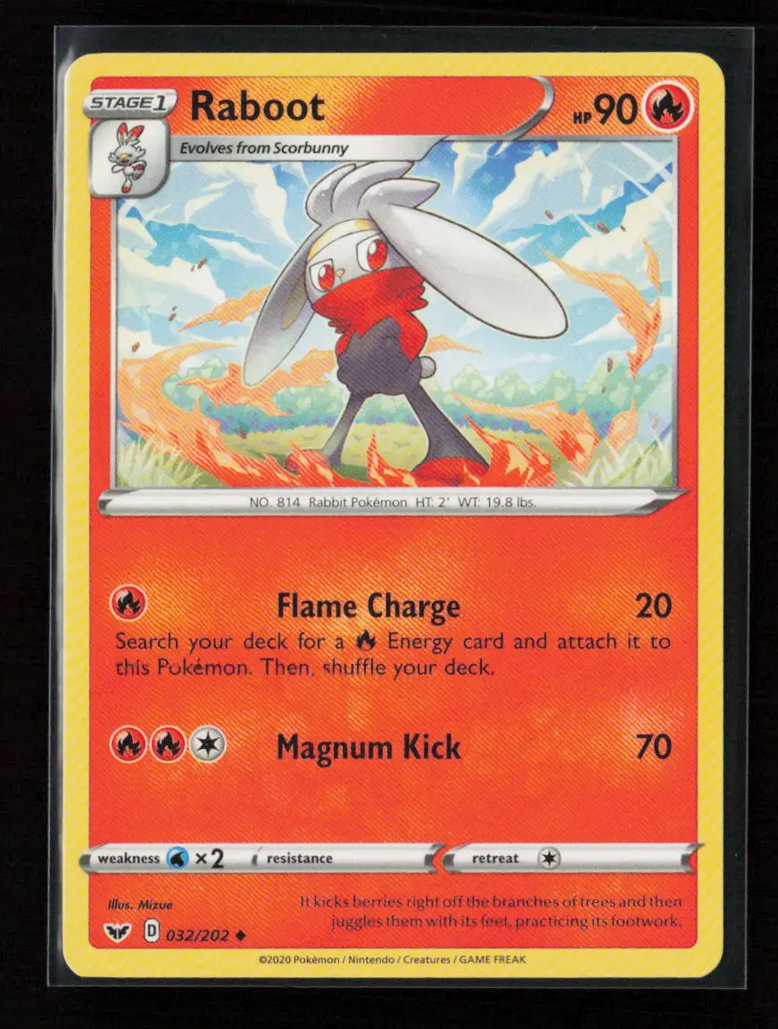 Raboot (032) Uncommon Swsh01: Sword & Shield Base Set 032/202 Lp 1