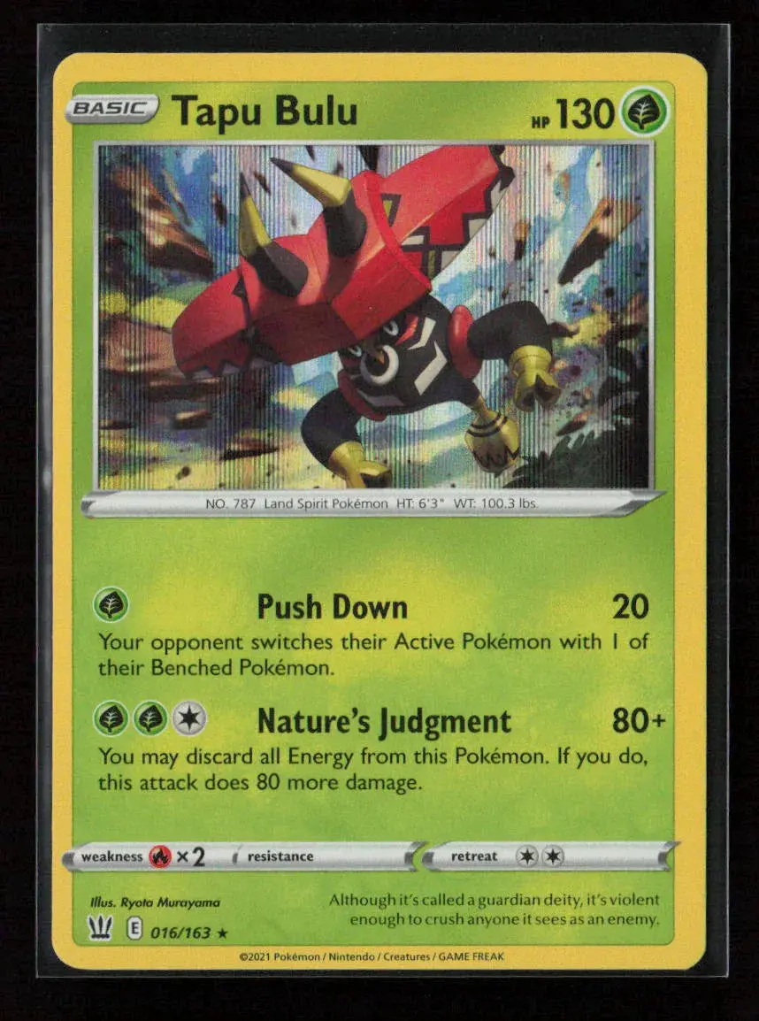 Tapu Bulu Holo Rare Swsh05: Battle Styles 016/163 Nm 1