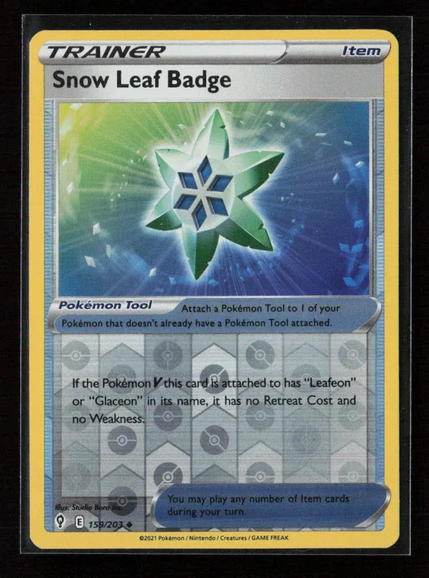 Snow Leaf Badge Uncommon Swsh07: Evolving Skies 159/203 Lp 1