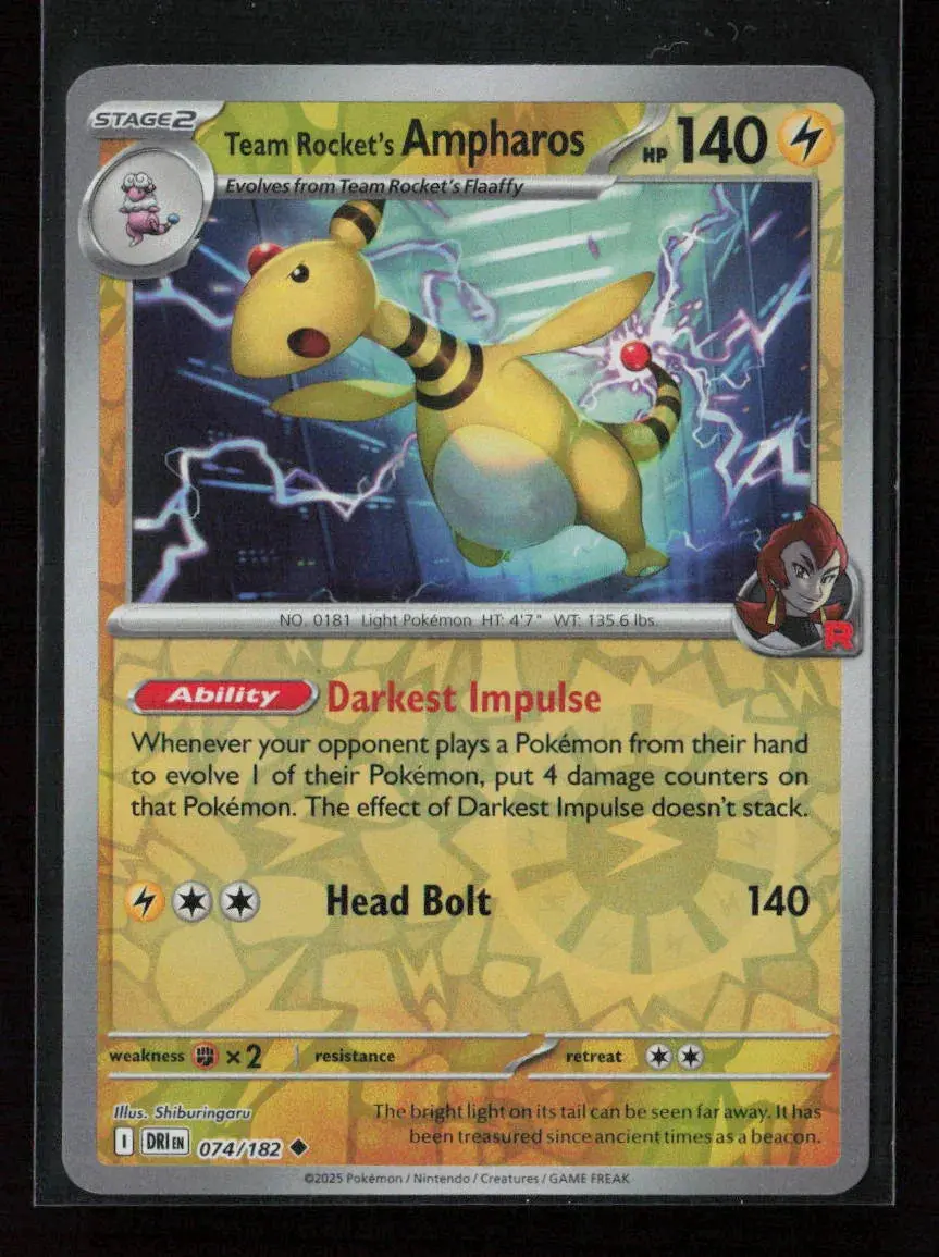 Team Rocket's Ampharos Uncommon Sv10: Destined Rivals 074/182 Nm 1