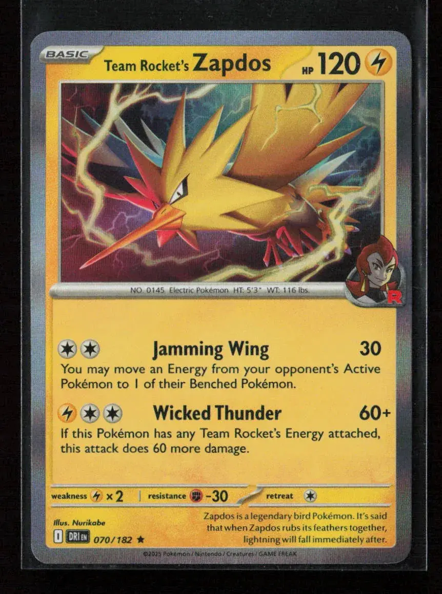 Team Rocket's Zapdos Rare Sv10: Destined Rivals 070/182 Nm 1