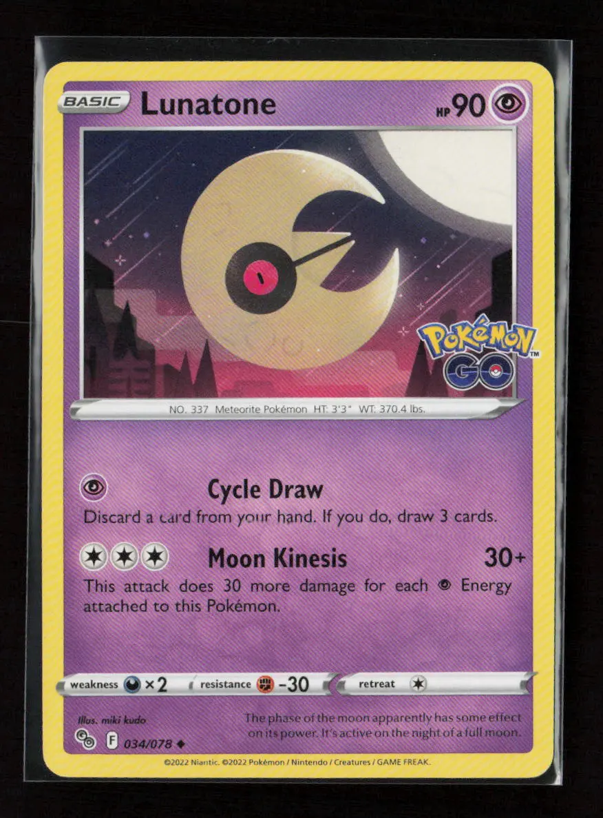 Lunatone Uncommon Pokemon Go 034/078 Lp 1