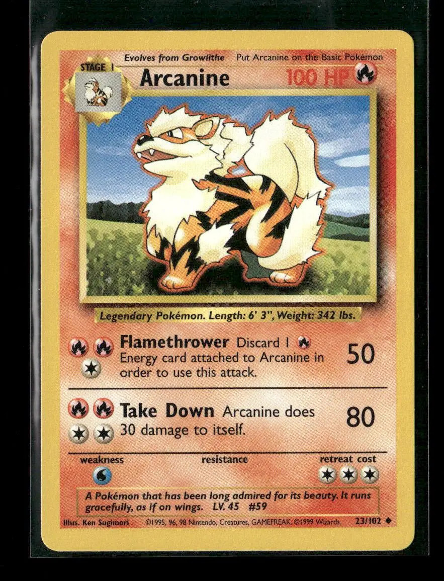 Arcanine Uncommon Base Set 023/102 Lp 1