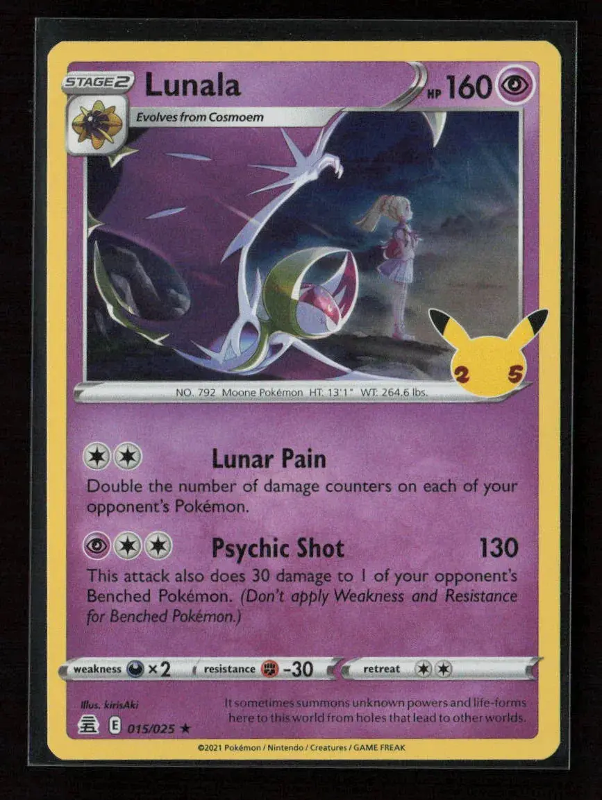 Lunala Holo Rare Celebrations 015/025 Nm 1