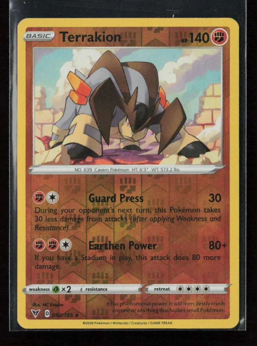 Terrakion Rare Swsh04: Vivid Voltage 092/185 Lp 1