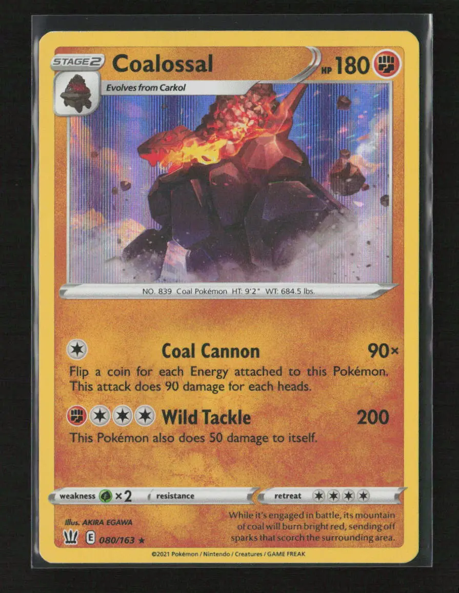 Coalossal Holo Rare Swsh05: Battle Styles 080/163 Nm 1