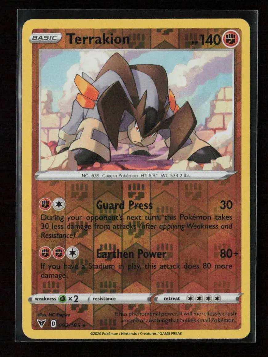 Terrakion Rare Swsh04: Vivid Voltage 092/185 Nm 1