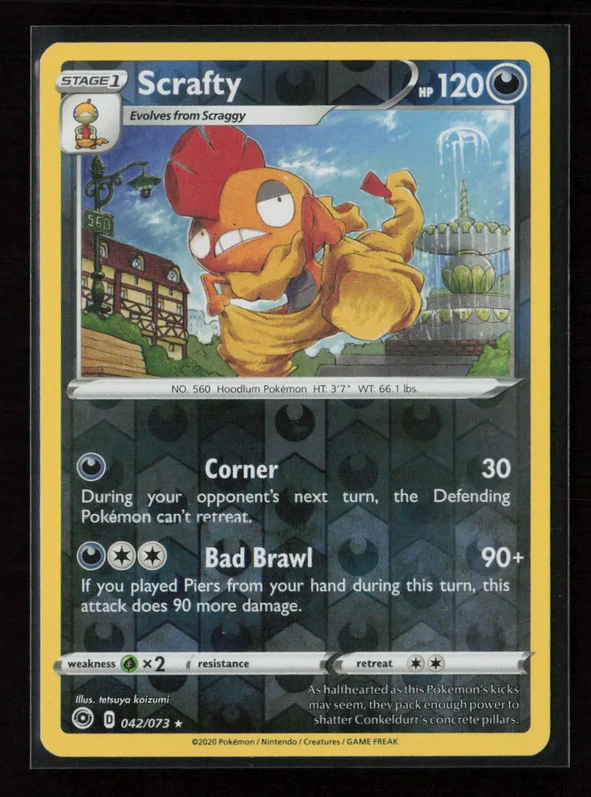 Scrafty Holo Rare Champion's Path 42/73 Nm 1