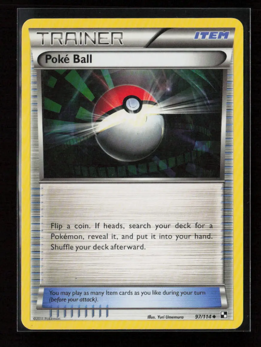 Poke Ball Uncommon Black And White 97/114 Mp 1