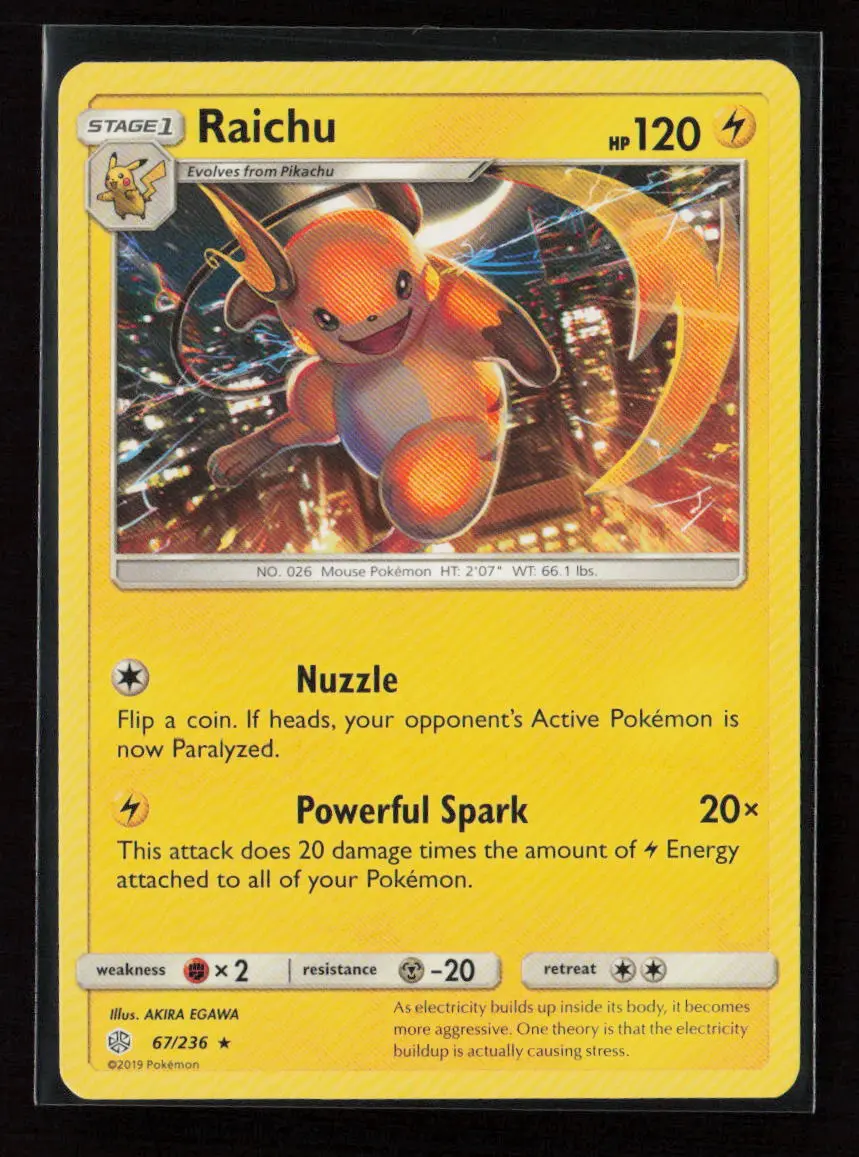 Raichu Rare Sm - Cosmic Eclipse 67/236 Lp 1