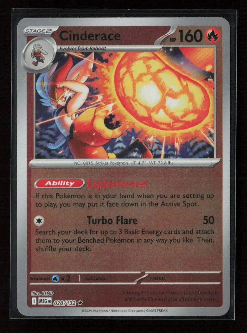 Cinderace Rare Me01: Mega Evolution 028/132 Nm 1