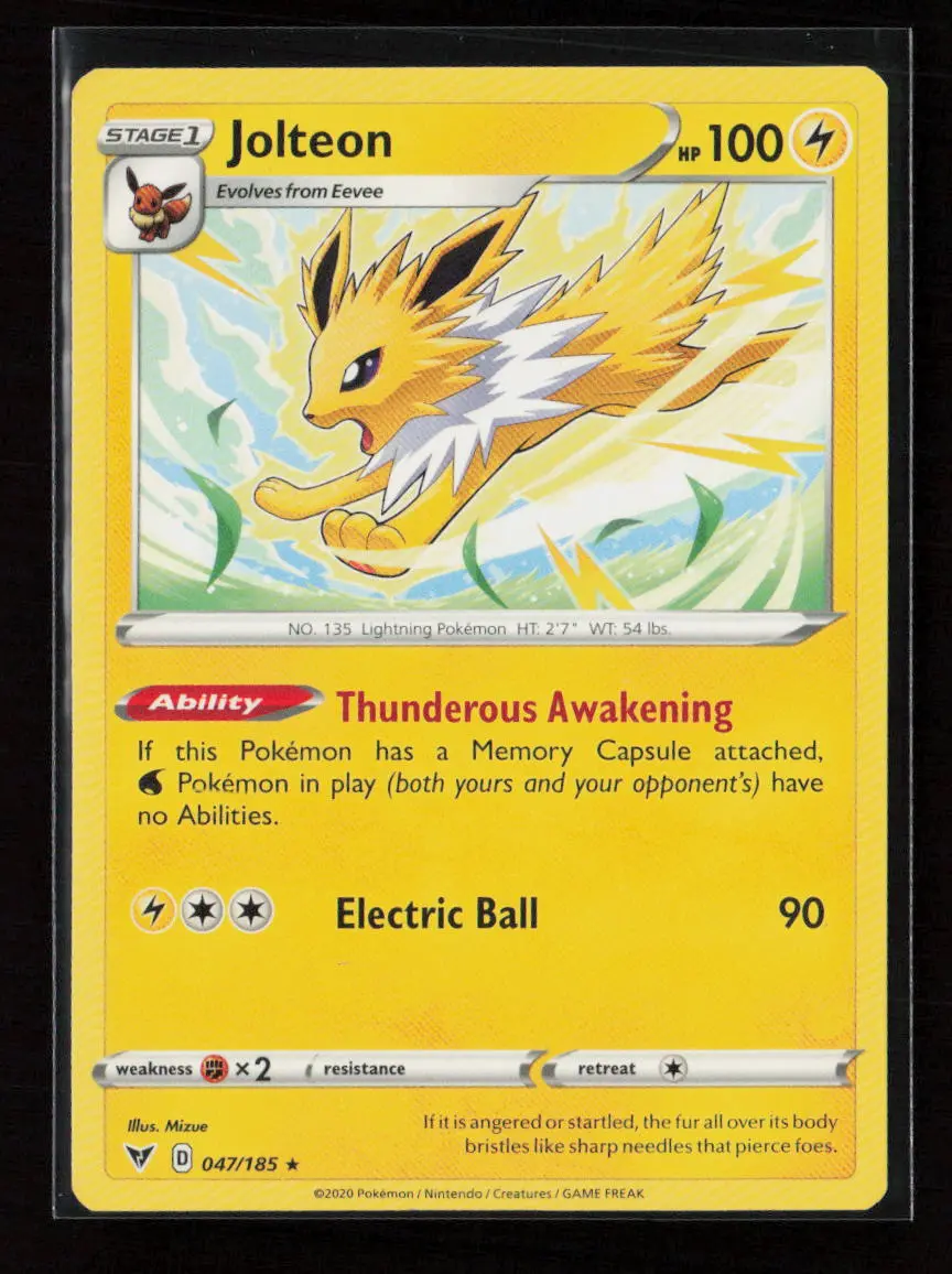 Jolteon Rare Swsh04: Vivid Voltage 047/185 Lp 1