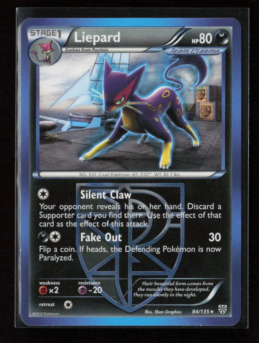 Liepard (Team Plasma) Rare Plasma Storm 84/135 Lp 1