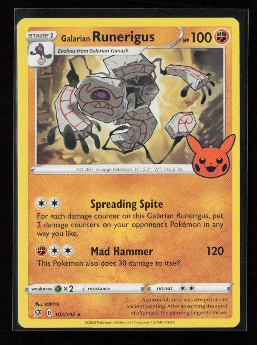 Galarian Runerigus Rare Trick Or Trade Booster Bundle 2023 102/192 Lp 1
