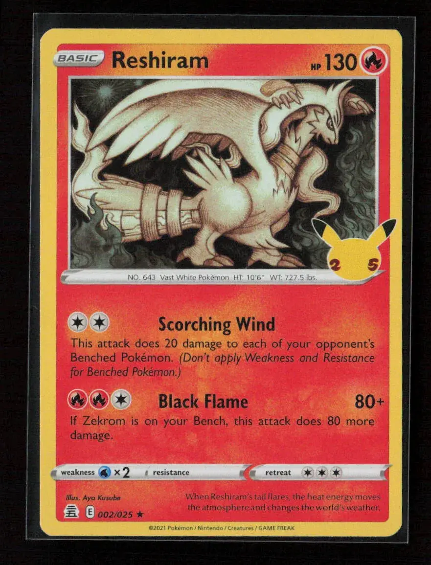 Reshiram Holo Rare Celebrations 002/025 Nm 1
