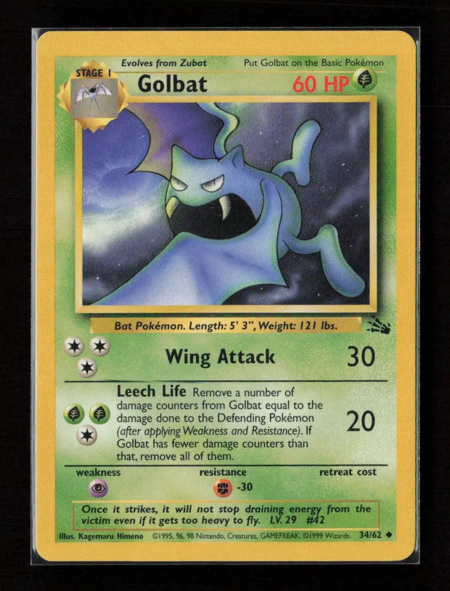Golbat Uncommon Fossil 34/62 Lp 1