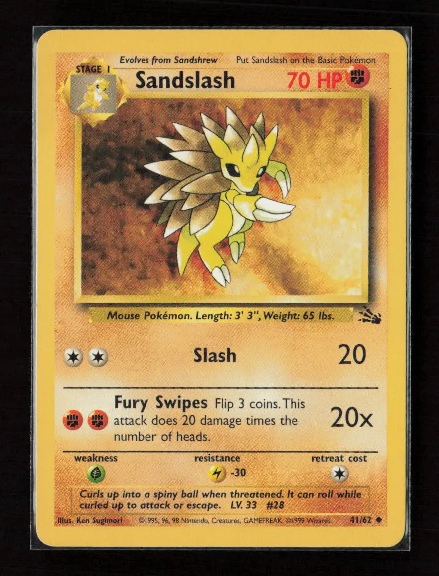 Sandslash Uncommon Fossil 41/62 Lp 1