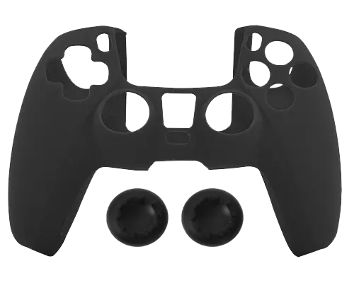 Silicone Cover + Thumb Grips For Ps5 Controller Case Skin  Black 1