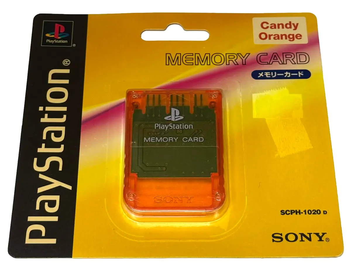 Sealed Genuine Sony Playstation 1 Memory Card 1Mb Ps1 Official Candy Orange 1
