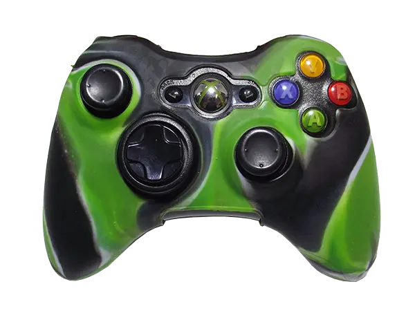 Silicone Cover For Xbox 360 Controller Skin Case Black/Green Swirls 1
