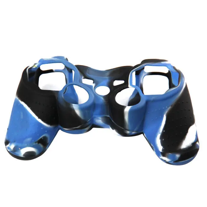 Silicone Cover For Ps3 Controller Skin Case Black/Blue Swirls 1