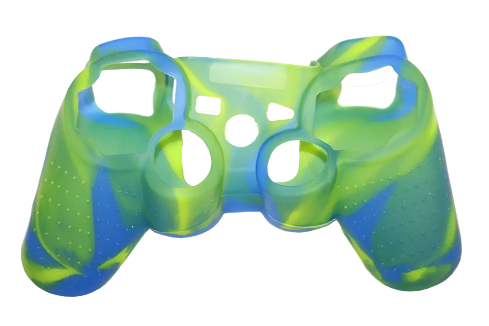 Silicone Cover For Ps3 Controller Skin Case Blue/Green Swirls 1