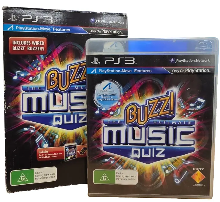 Buzz! The Ultimate Music Quiz + Wired Buzzers Ps3 Pal Boxed Playstation 3 (Pre-Owned) 1