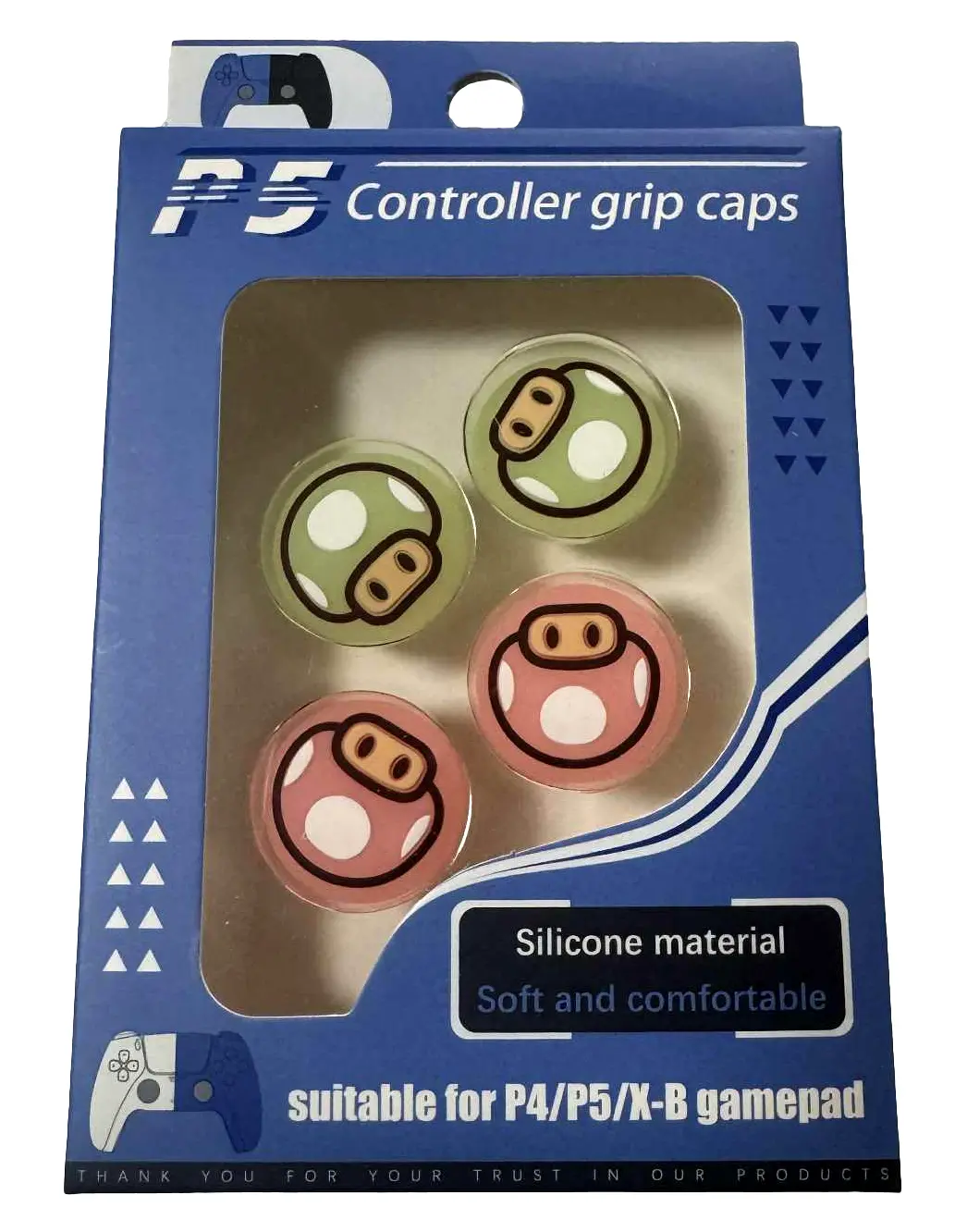 4 X Thumb Grips Ps4 Ps5 Xbox Toggle Cover Cap Mario Mushroom Glow 1