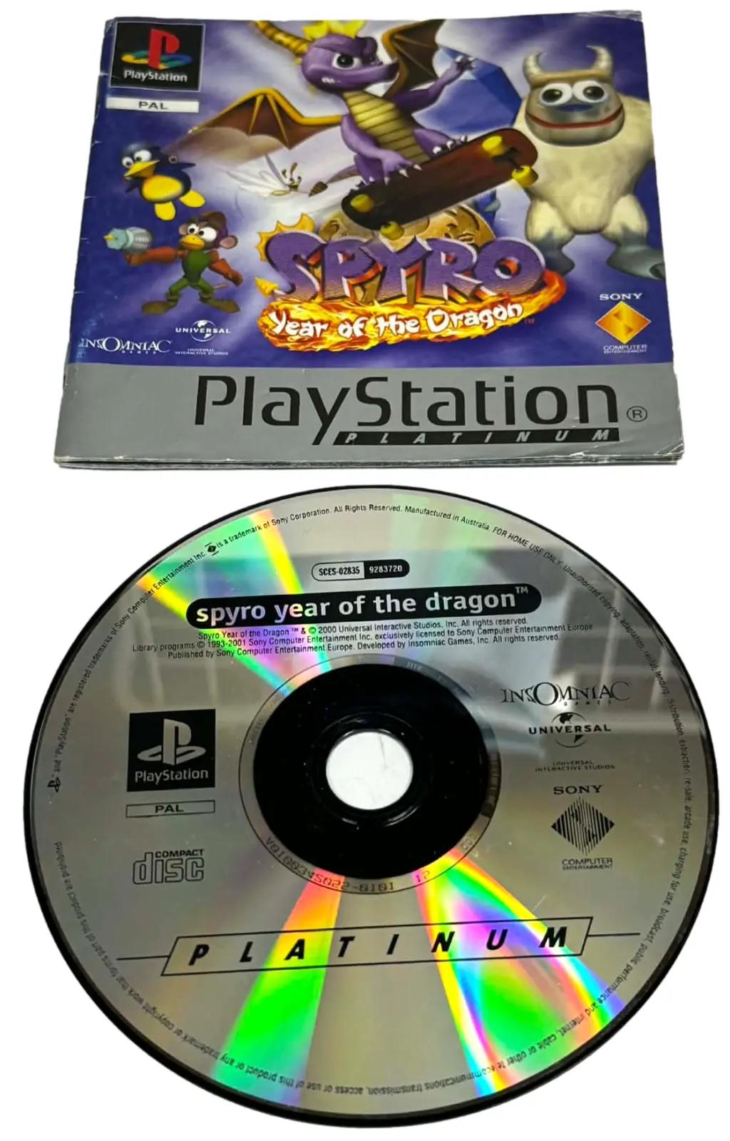 Spyro Year Of The Dragon Ps1 Ps2 Ps3 Pal *Platinum Disk And Manual Only* (Preowned) 1